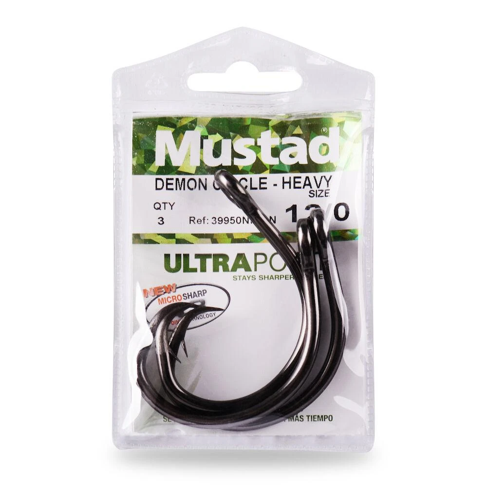 Mustad Demon Perfect Circle In-Line 3X Hooks Black Knickel 3 Mustad Demon Perfect Circle In-Line 3X Hooks Black Knickel