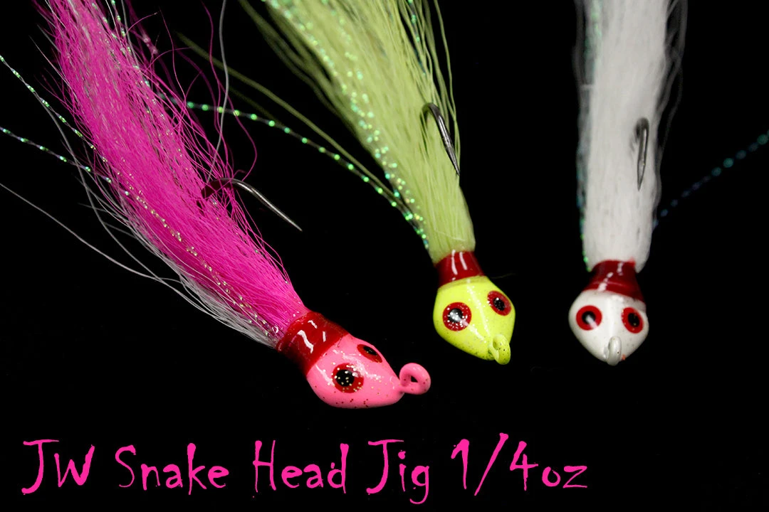 Jigging World Snake Head Bucktail Teasers Lures 6 Jigging World Snake Head Bucktail Teasers Lures