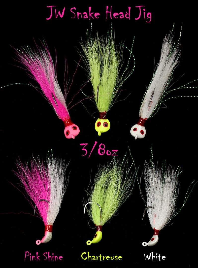Jigging World Snake Head Bucktail Teasers Lures 5 Jigging World Snake Head Bucktail Teasers Lures