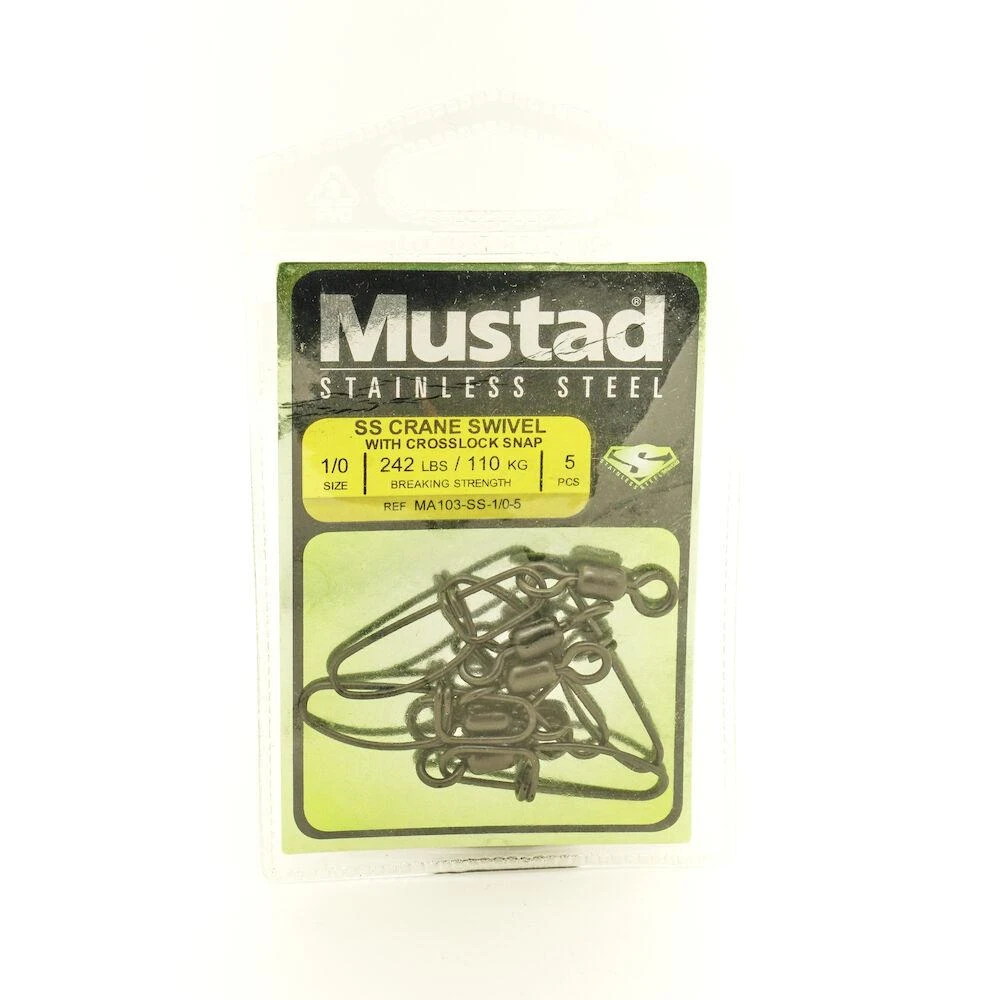 Terminal Tackle Mustad MA103-SS Crane Stainless Steel Swivels With Crosslock Snaps Terminal Tackle Mustad MA103-SS Crane Stainless Steel Swivels With Crosslock Snaps